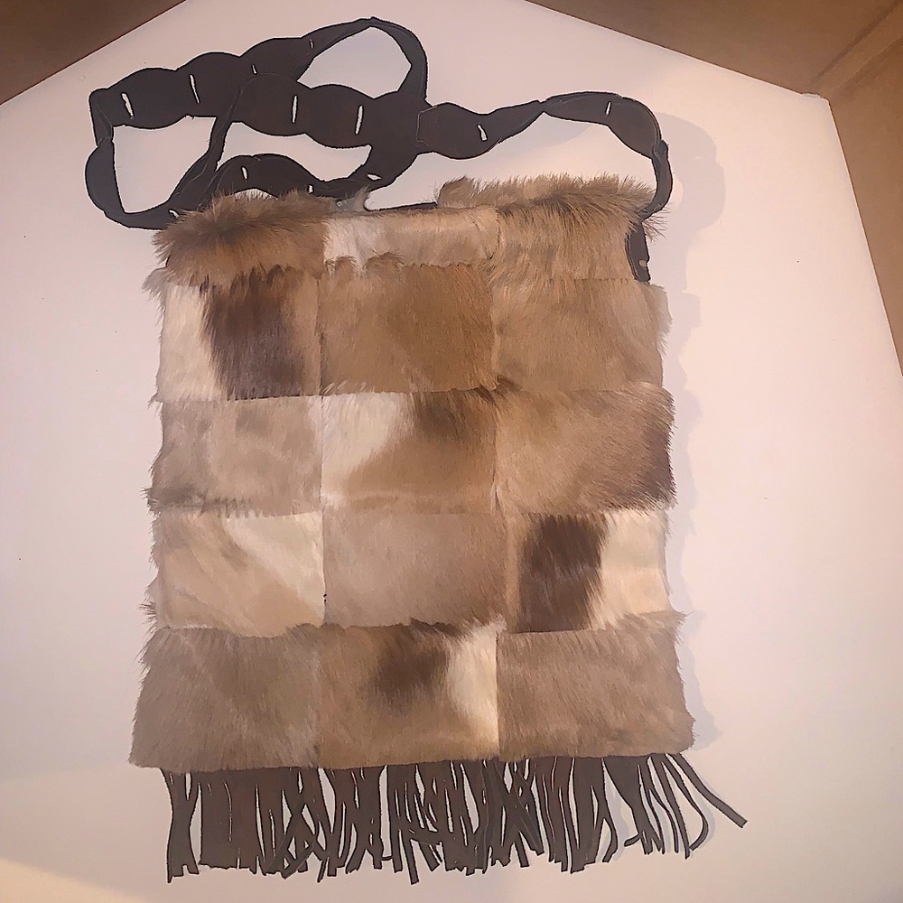 Real Pony haired/ fringe suede purse